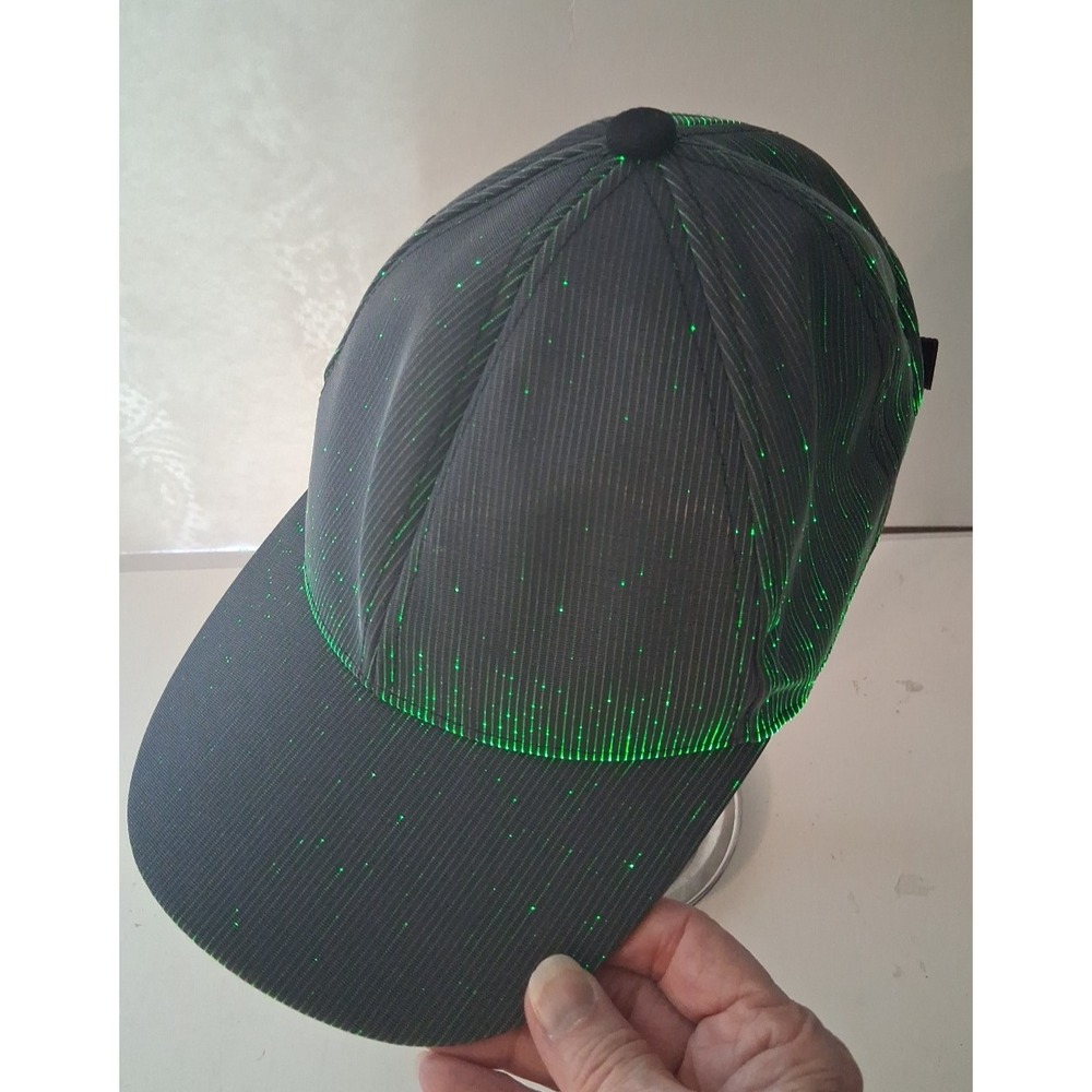 Fiber Optic Light Up Hat Cap Strap Back Gray USB Rechargeable Glow Flashing New